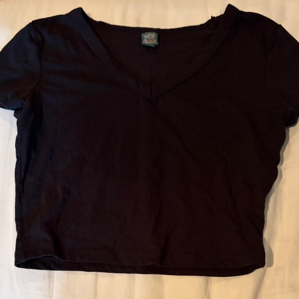Wild Fable Black V-Neck Crop Top